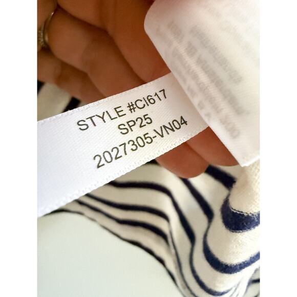 J.Crew | NWT Vintage jersey johnny-collar shirt in stripe Ivory Eve | Sz M - Picture 8 of 10